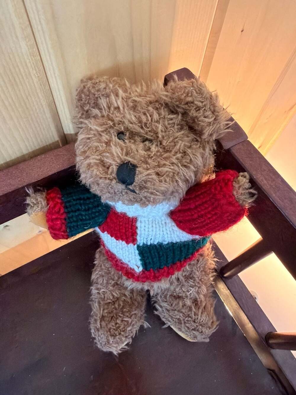 Hug Fun Brown Teddy Bear In Red White Green Christmas Sweater 2000 Plush